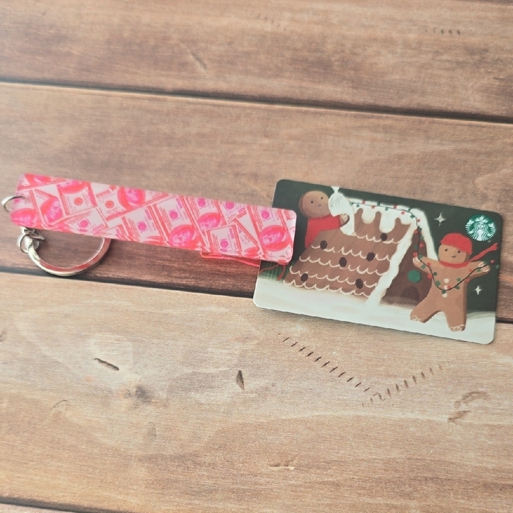 Pink Money Patterned Card Keychain Accessory - Picture 3 of 4